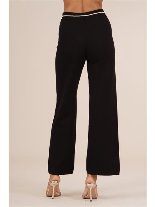 Pantalone palazzo in maglia Love To Love by Gai Mattiolo | LT678NERO/BEIGE